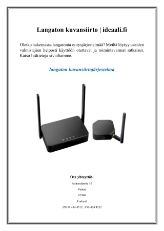 Langaton kuvansiirto  ideaali.fi
