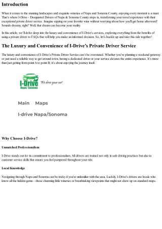 The Luxury and Convenience of I-Drive’s Private Driver Service