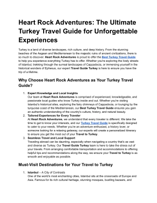 Heart Rock Adventures_ The Ultimate Turkey Travel Guide for Unforgettable Experiences