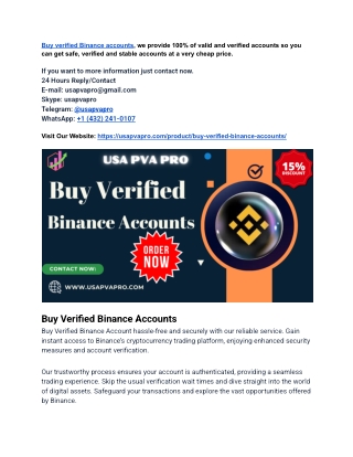 Top 3 Place to Buy Verified Binance Accounts (US/EU Full Verified)