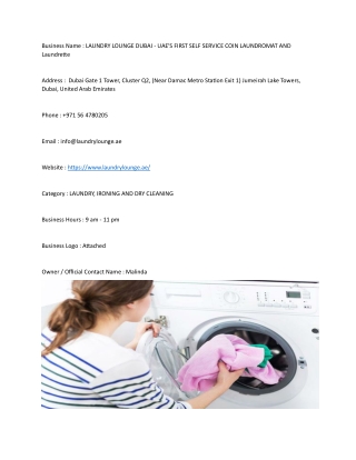 LAUNDRY LOUNGE DUBAI - UAE'S FIRST SELF SERVICE COIN LAUNDROMAT AND Laundrette