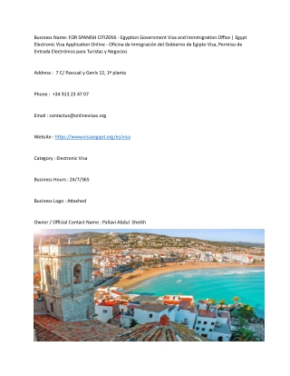 FOR SPANISH CITIZENS - Egyption Government Visa and Immmigration Office | Egypt