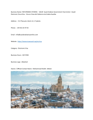 FOR SPANISH CITIZENS -  SAUDI  Saudi Arabian Government Visa Center | Saudi Elec