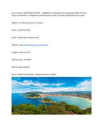 FOR SPANISH CITIZENS -   SRILANKA  Sri Lanka Online Visa Immigration Office | Vi