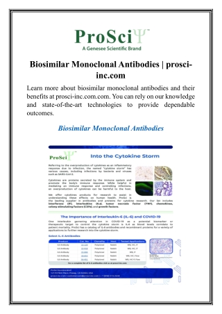 Biosimilar Monoclonal Antibodies  prosci-inc.com