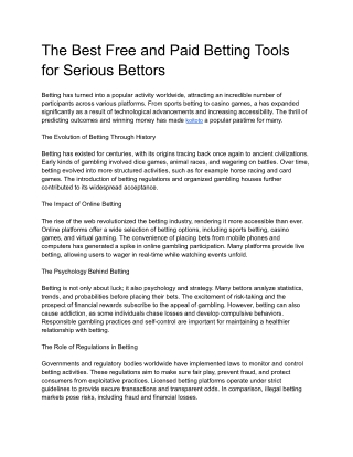 The Best Free and Paid Betting Tools for Serious Bettors