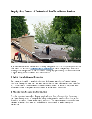 Step-by-Step Process of Professional Roof Installation Services