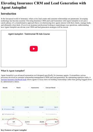 Elevating Insurance CRM and Lead Generation with Agent Autopilot