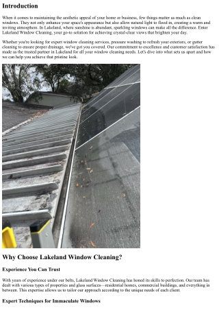 Lakeland Window Cleaning: Your Trusted Partner for Sparkling Windows