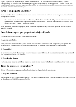 Guía completa sobre los mejores paquetes de viaje a España