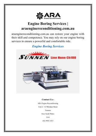 Engine Boring Services  araenginereconditioning.com.au