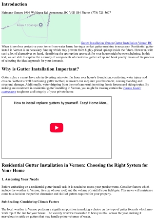 Residential Gutter Installation in Vernon: Choosing the Right System for Your Ho