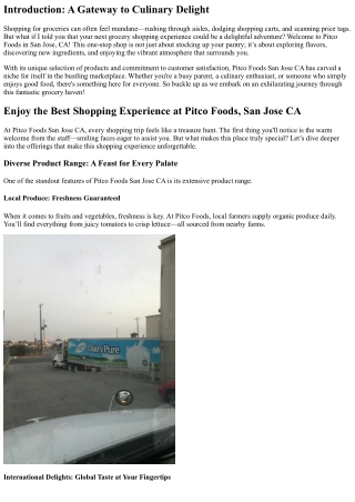 Enjoy the Best Shopping Experience at Pitco Foods, San Jose CA