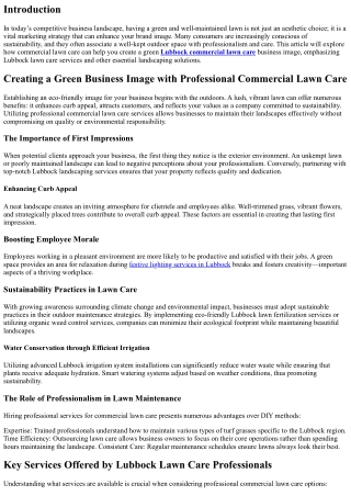 Creating a Green Business Image with Professional Commercial Lawn Care