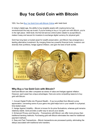Buy 1oz Gold Coin with Bitcoin online