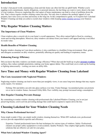 Save Time and Money with Regular Window Cleaning from Lakeland