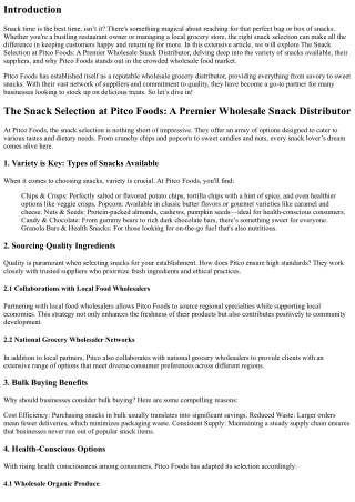 The Snack Selection at Pitco Foods: A Premier Wholesale Snack Distributor