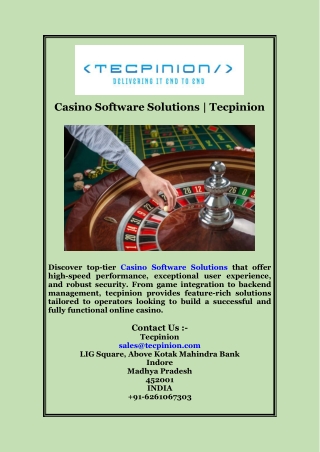 Casino Software Solutions  Tecpinion