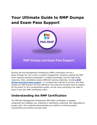 Your Ultimate Guide to RMP Dumps and Exam Pass Support