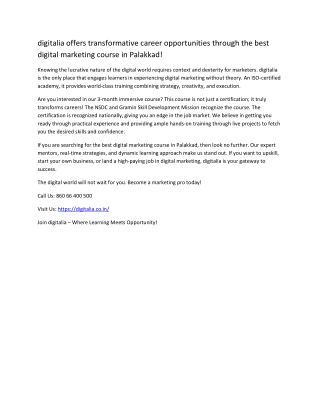 Best digital marketing course in Palakkad