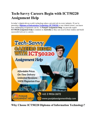 Tech-Savvy Careers Begin with ICT50220 Assignment Help