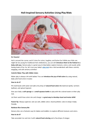 Holi Inspired Sensory Activities Using Play Mats