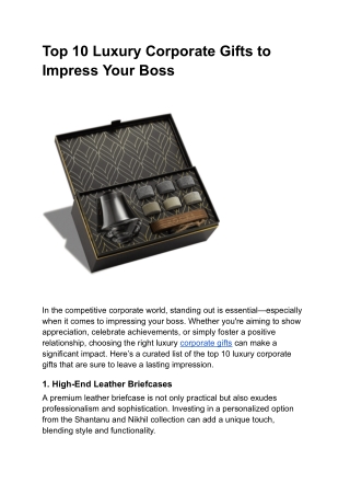 Top 10 Luxury Corporate Gifts to Impress Your Boss