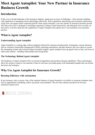 Meet Agent Autopilot Your New Partner in Insurance Business Growth
