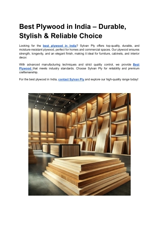 Best Plywood in India – Durable, Stylish & Reliable Choice
