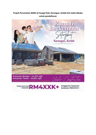 Projek Perumahan BARU di Sungai Kob