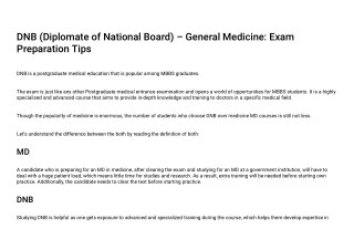 DNB (Diplomate of National Board) – General Medicine: Exam Preparation Tips