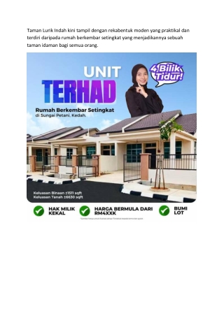 Taman Lurik Indah kini tampil dengan rekabentuk moden yang praktikal dan