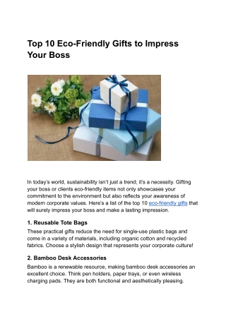 Top 10 Eco-Friendly Gifts to Impress Your Boss