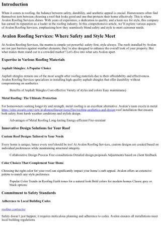 Avalon Roofing Services: Where Safety and Style Meet