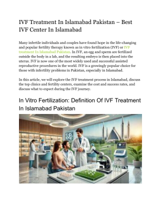 IVF Treatment In Islamabad Pakistan – Best IVF Center In Islamabad