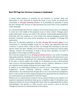 Best Off Page Seo Services Company in Hyderabad