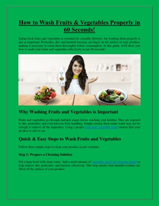 How to Wash Fruits & Vegetables Properly in 60 Seconds!