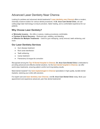 Advanced Laser Dentistry Near Chenna
