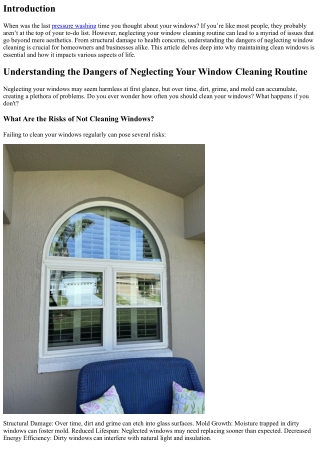 Understanding the Dangers of Neglecting Your Window Cleaning Routine
