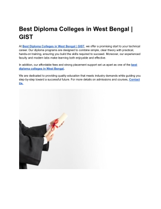 Best Diploma Colleges in West Bengal _ GIST