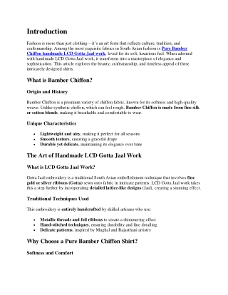 Pure Bamber Chiffon Handmade LCD Gotta Jaal Work Shirt