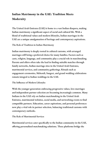 Indian Matrimony in the UAE_ Tradition Meets Modernity