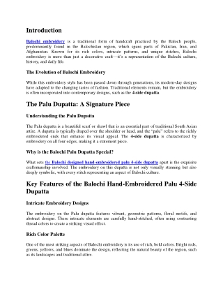 The Balochi Designed Hand-Embroidered Palu 4-Side Dupatta