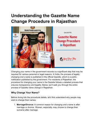 Understanding the Gazette Name Change Procedure in Rajasthan