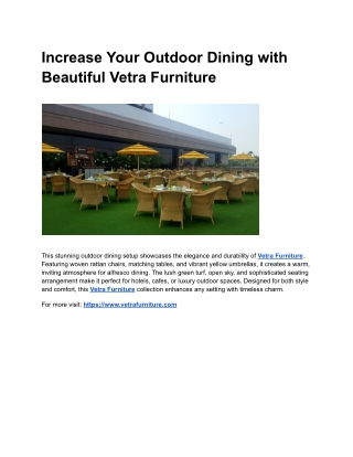 Increase Your Outdoor Dining with Beautiful Vetra Furniture