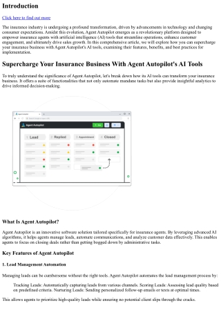 Supercharge Your Insurance Business With Agent Autopilot's AI Tools