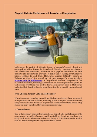 Airport Cabs in Melbourne - A Traveler's Companion