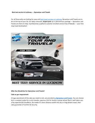 Best taxi service in Lucknow ||Xpresstourandtravels||
