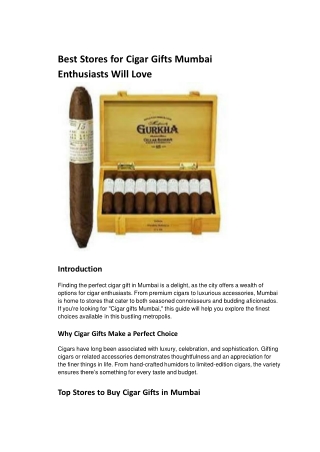 Best Stores for Cigar Gifts Mumbai Enthusiasts Will Love