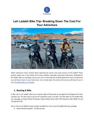 Leh Ladakh Bike Trip- Breaking Down The Cost For Your Adventure